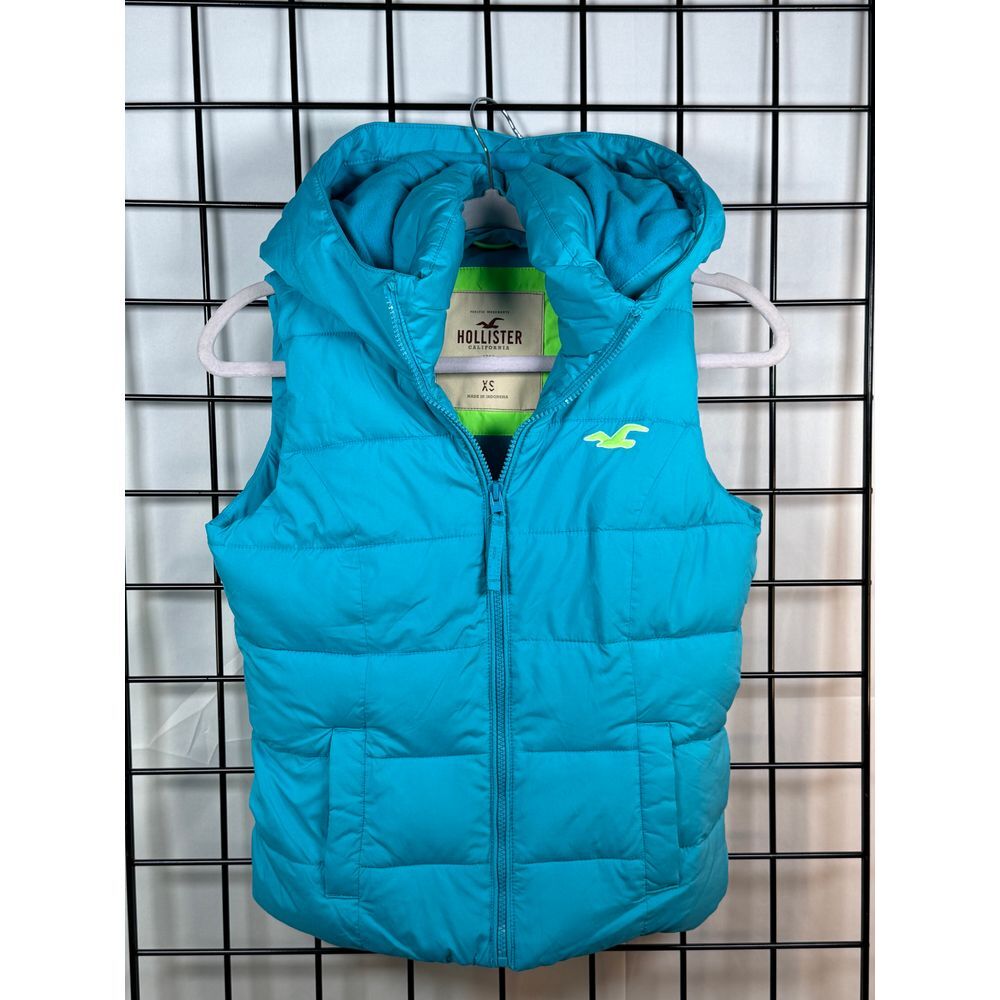Hollister Hermosa Puffer Vest Womens XS Aqua Y2K Gorpcore Streetwear Winter
